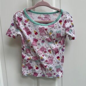 Peppa Pig 3T Girls White and Pink Popsicle T Shirt Pajama Top